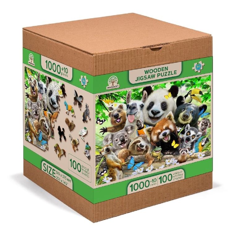 Wooden.City, Wesołe Selfie-Misie, drewniane puzzle z figurkami, 1010 elementów