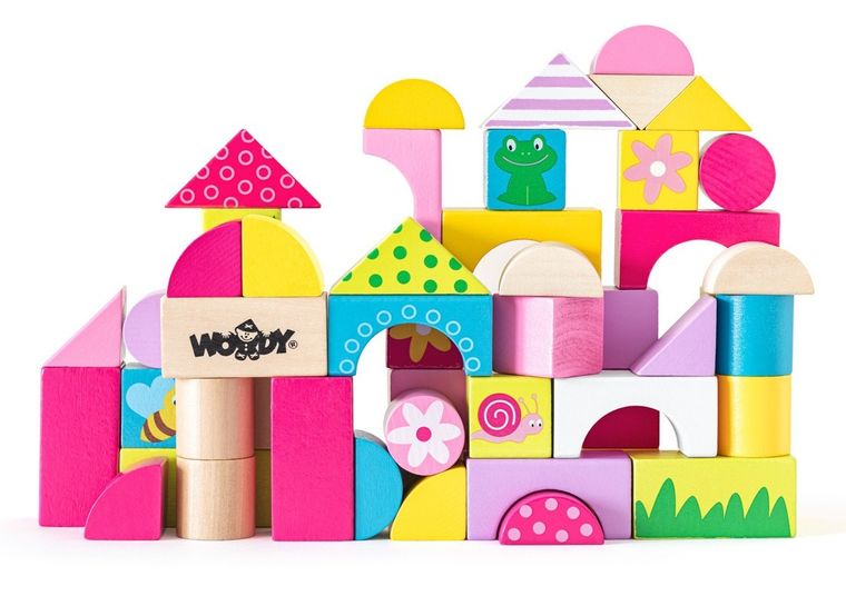 Woody, drewniane klocki z obrazkami,50 elementów