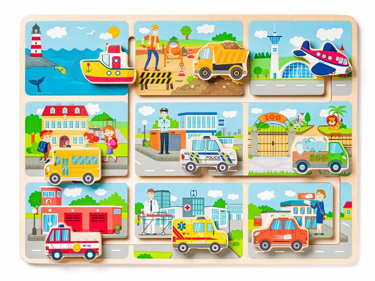 Woody, pojazdy i ruch, drewniany labirynt