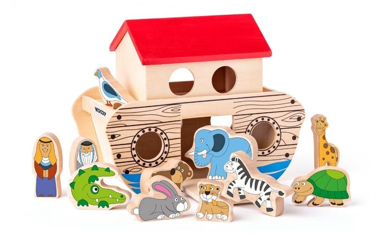 Woodyland, drewniana Arka Noego z figurkami zwierząt