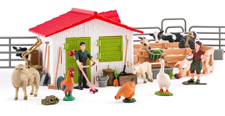 Woodyland, farma, zestaw zwierząt domowych, figurki, 48 elementów