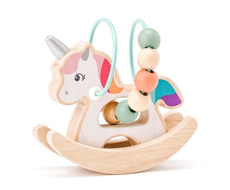 Woodyland, jednorożec bujany, labirynt z koralikami