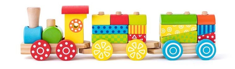 Woodyland, pociąg, klocki drewniane