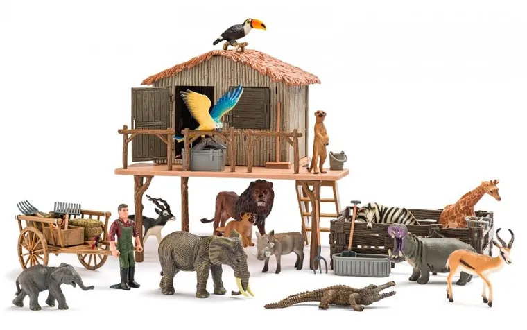 Woodyland, stacja ratunkowa safari, dzikie zwierzęta, zestaw figurek, 59 elementów