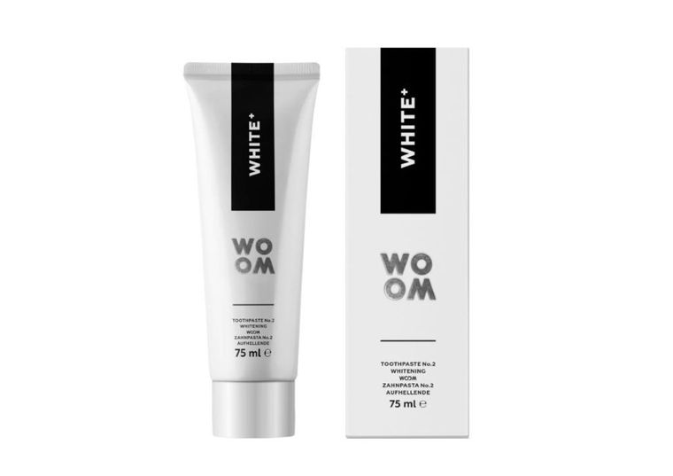 WOOM, White+, naturalna pasta intensywnie wybielająca zęby, 75 ml