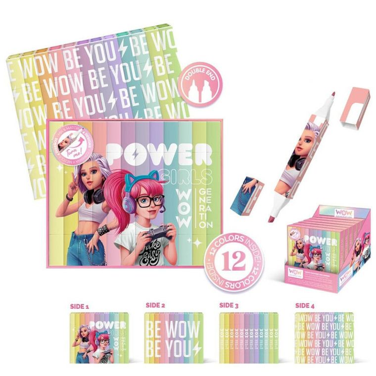WoW Generation, flamastry dwustronne, 12 kolorów