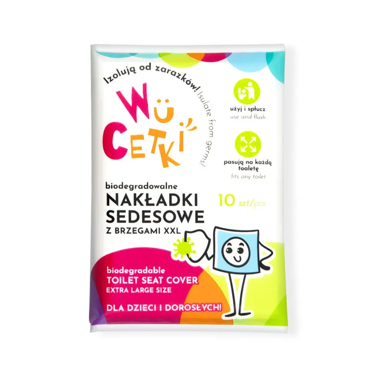 WuCetki, jednorazowe papierowe nakładki na toaletę, brzegi XXL, 10 szt.