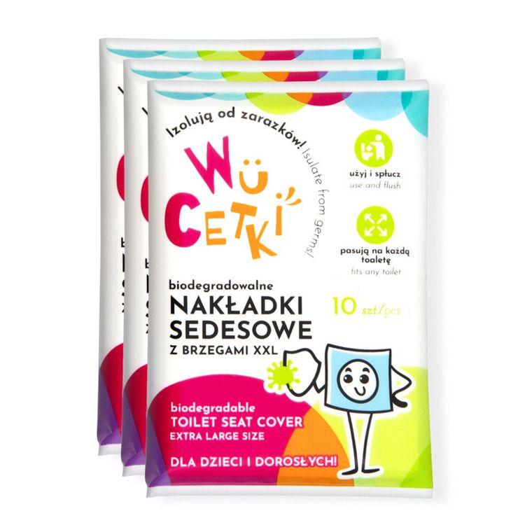 WuCetki, jednorazowe papierowe nakładki na toaletę, brzegi XXL, 3-10 szt.