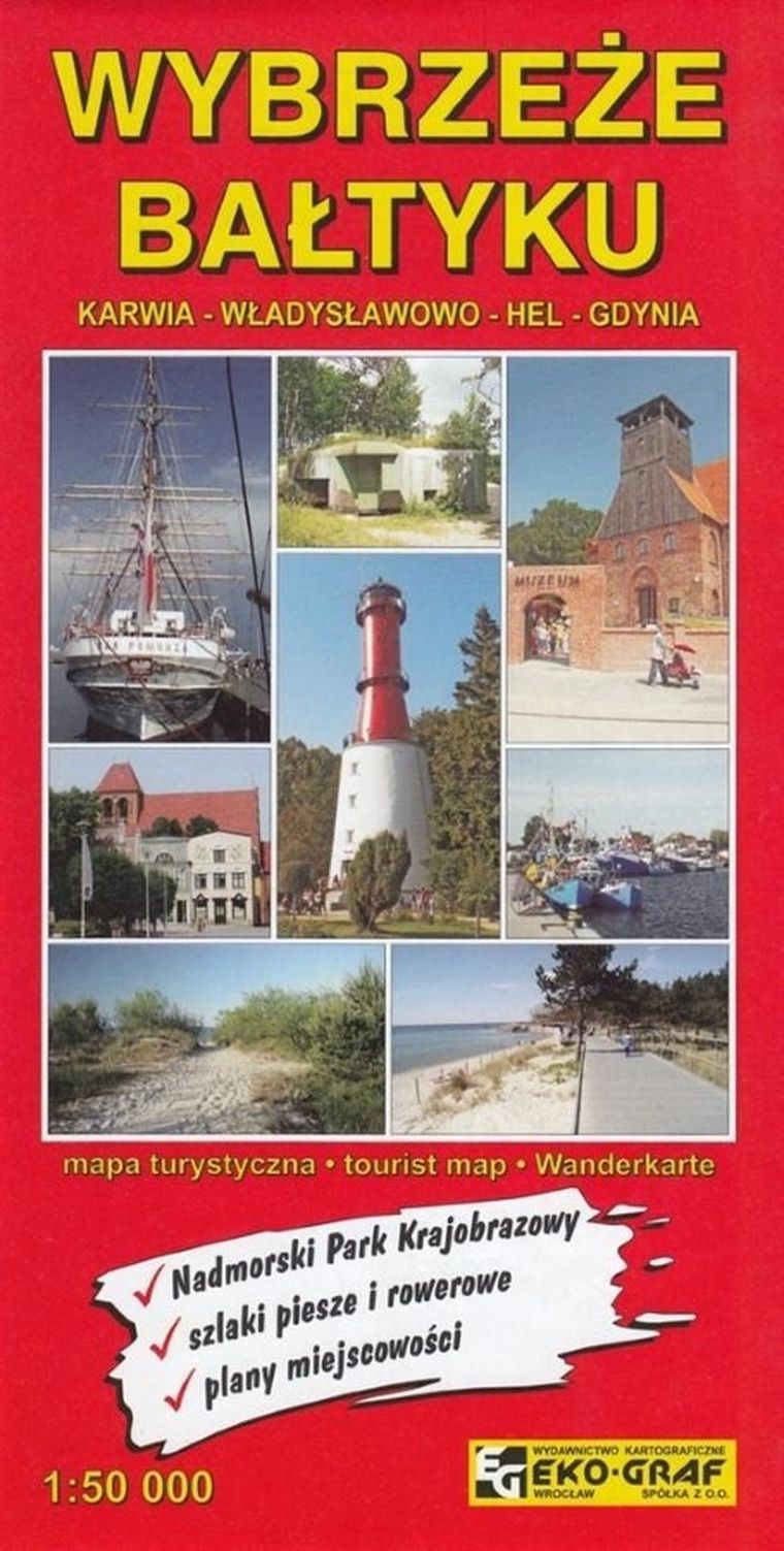 Wybrzeże Bałtyku, Karwia, Władysławowo, Hel, Gdynia. Mapa 1:50 000