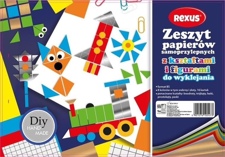 Wycinanka samoprzylepna z kształtami i figurami B6. 16 kartek