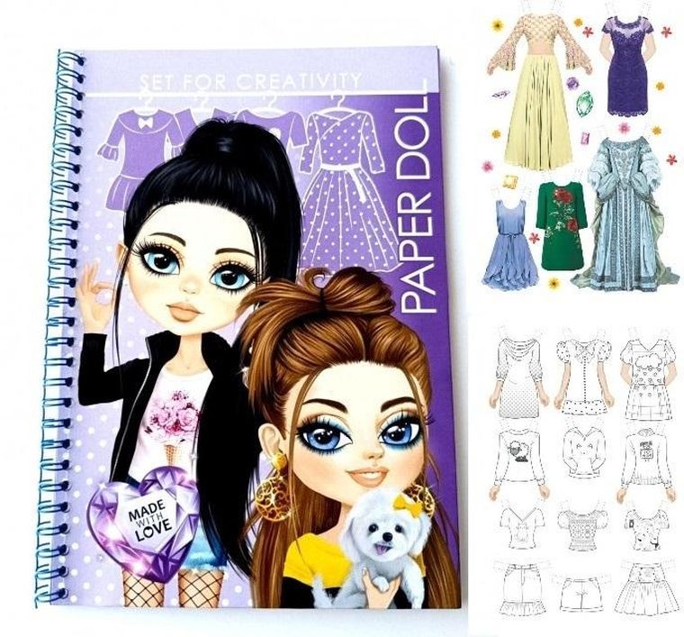 Wycinanki kolorowanki. Lalki. Fioletowe