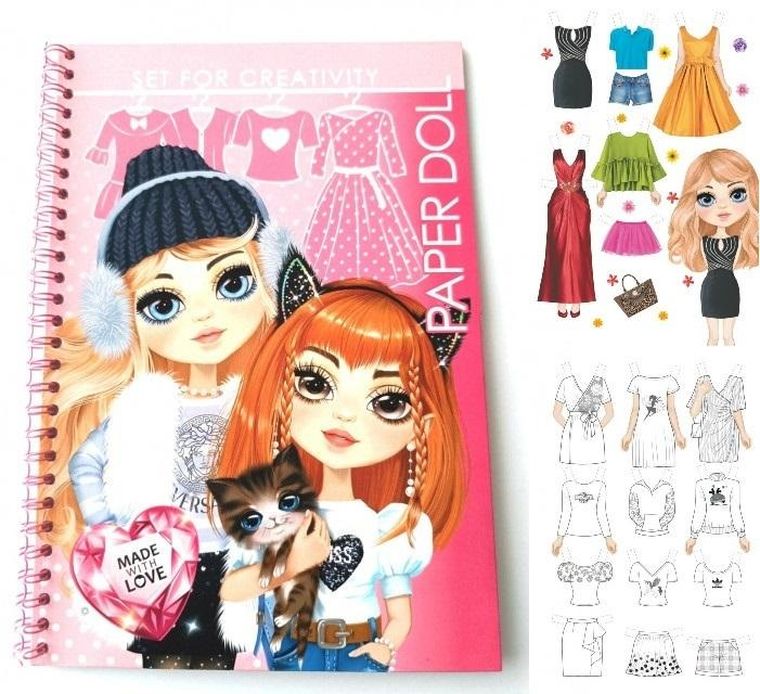 Wycinanki kolorowanki. Lalki. Różowe