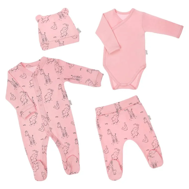 Wyprawka dziewczęca, różowa, 4 elementy, Nicol