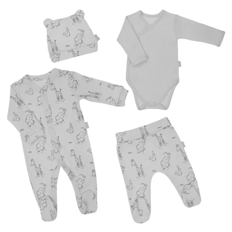 Wyprawka niemowlęca, szara, 4 elementy, Nicol