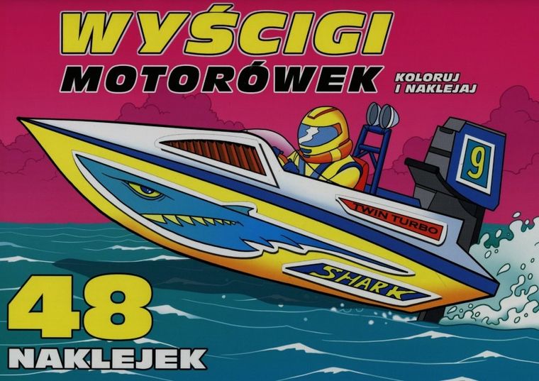 Wyścigi motorówek. Koloruj i naklejaj