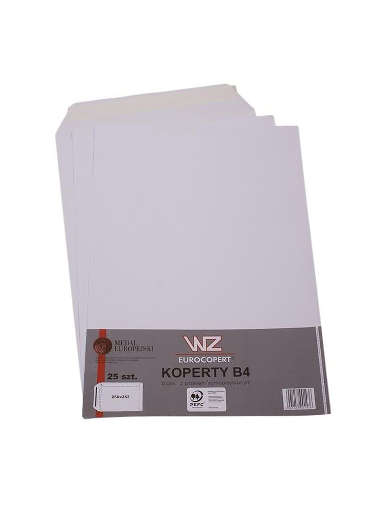 Wz Eurocopert, koperta B4 z paskiem, biała, 25 szt.