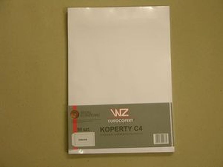 Wz Eurocopert, koperta C4 z paskiem, poszerzany bok, 4 cm, biała, 25 szt.
