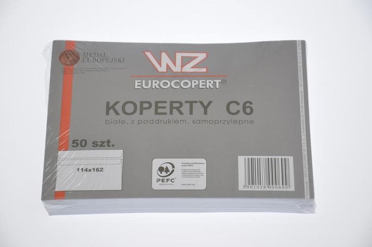 Wz Eurocopert, koperta C6, samoklejąca, biała, 50 szt.