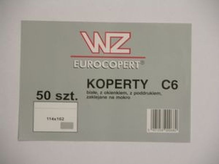 Wz Eurocopert, koperta C6, samoprzylepna, biała, 50 szt.