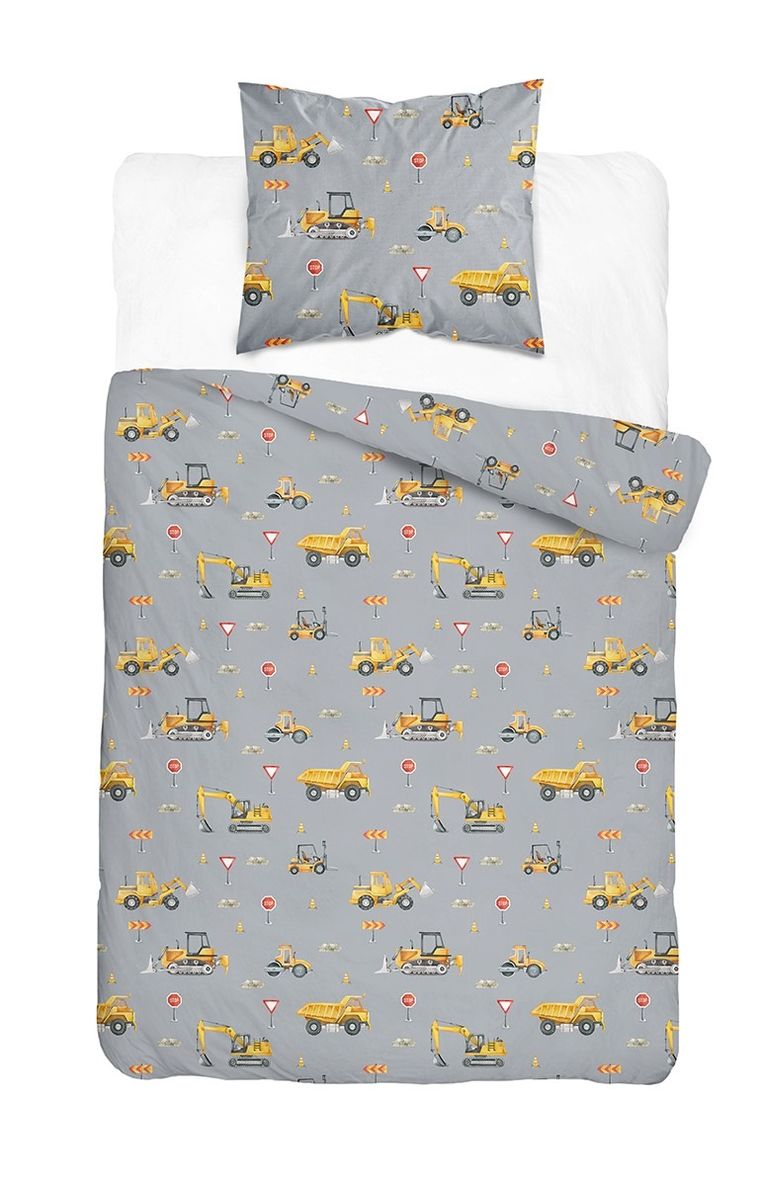 XOXO, komplet pościeli młodzieżowej, 140-200 cm + 70-80 cm, plac budowy