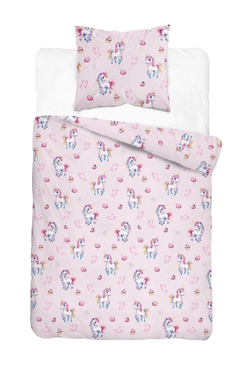 XOXO, komplet pościeli młodzieżowej, 160-200 cm + 70-80 cm, jednorożce