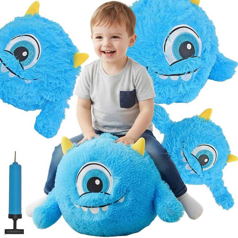 Xqmax, piłka pluszowa emoji z rączkami, niebieska, 40 cm