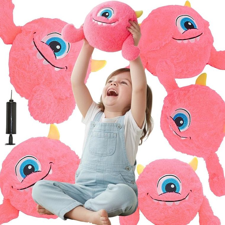 Xqmax, piłka pluszowa emoji z rączkami, różowa, 23 cm