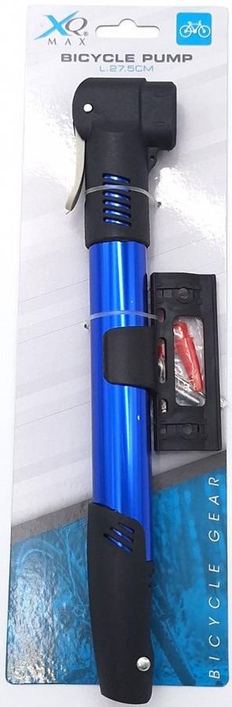 Xqmax, pompka rowerowa, mini alu, niebieska