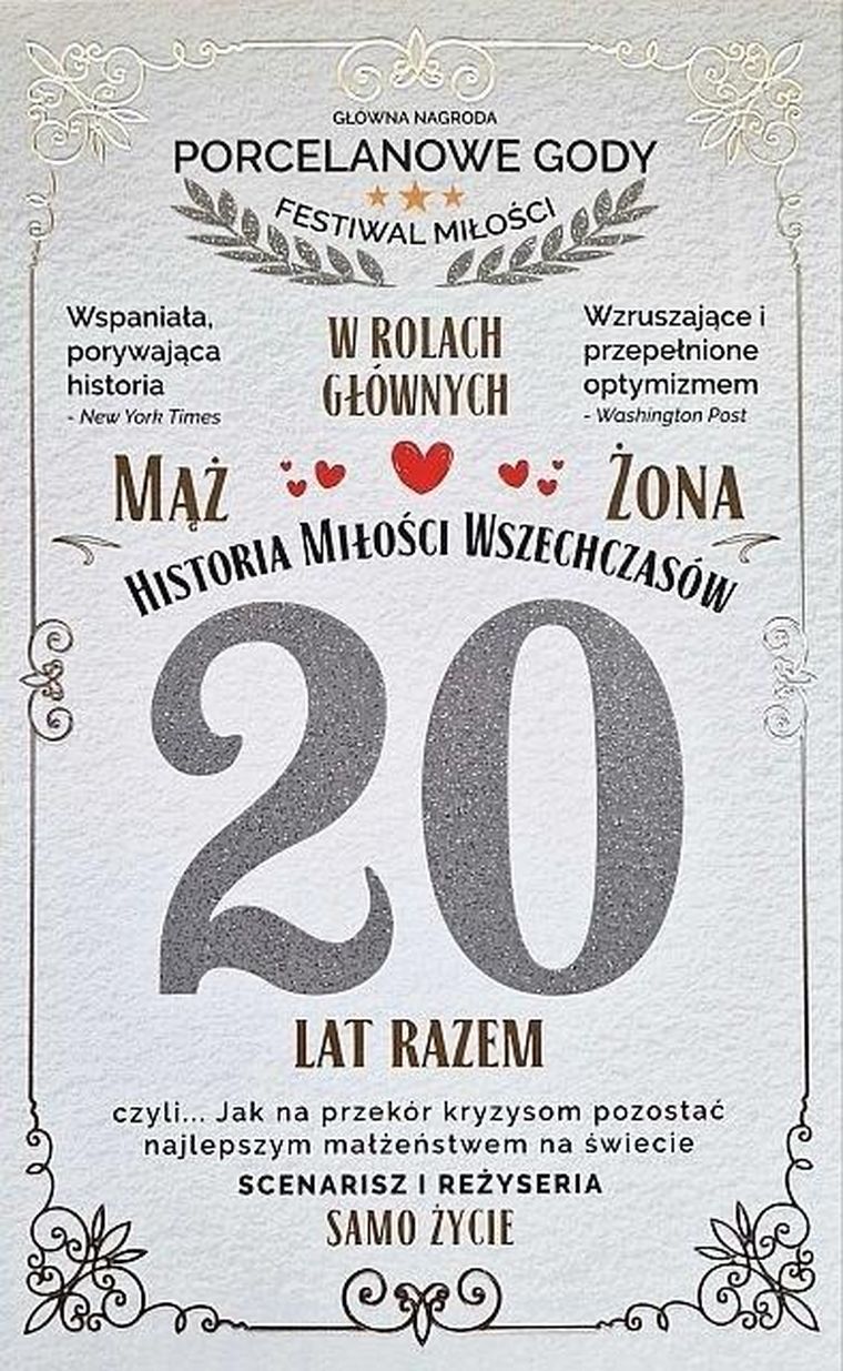 Yeku, karnet, 20 rocznica ślubu, porcelanowa