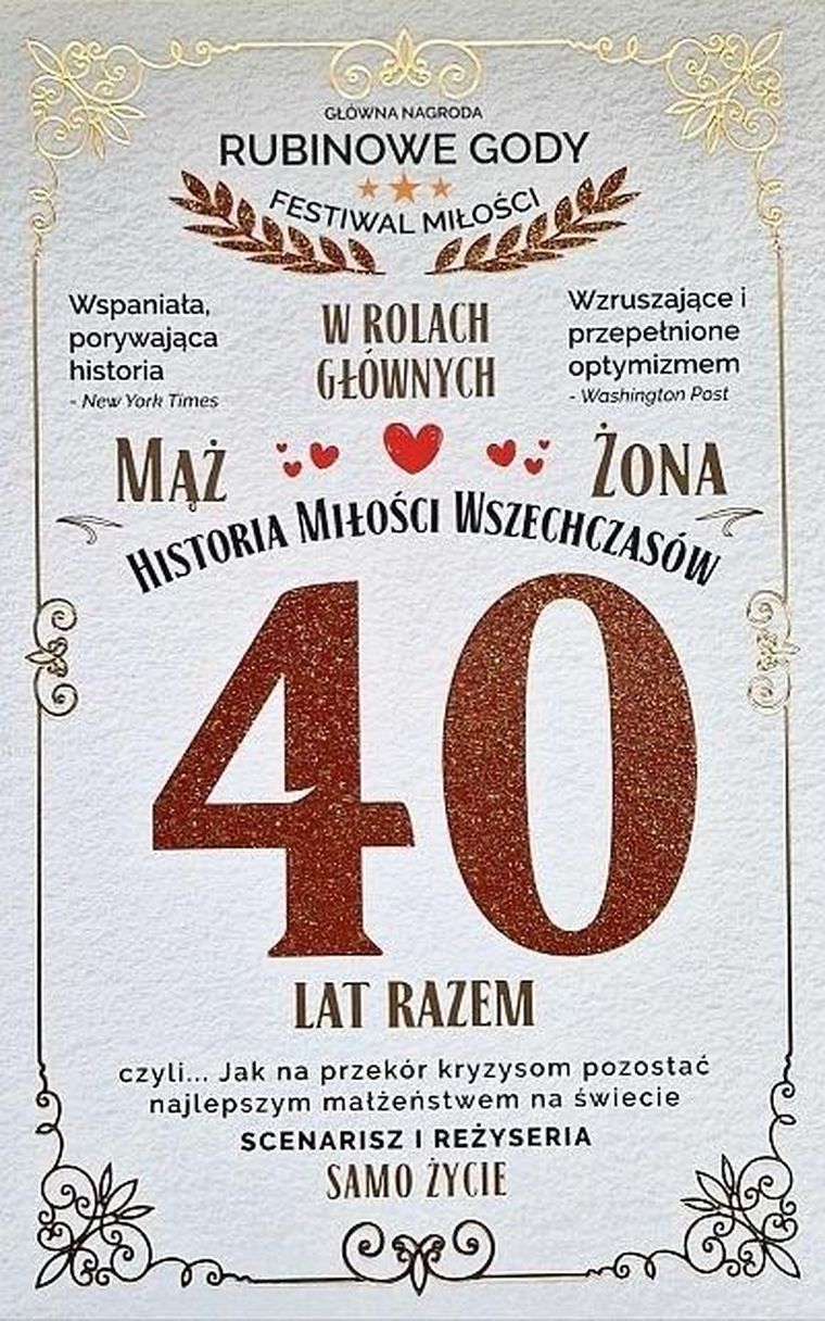 Yeku, karnet, 40 rocznica ślubu, rubinowa