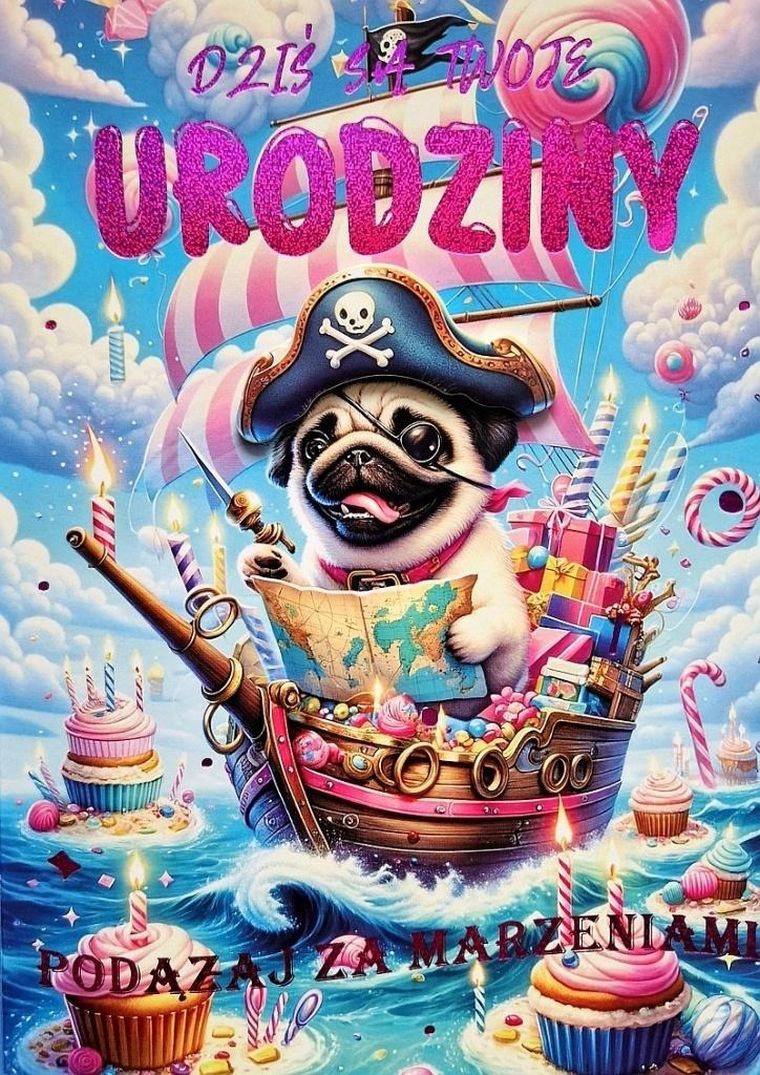 YEKU, karnet urodzinki, Mops, 3K