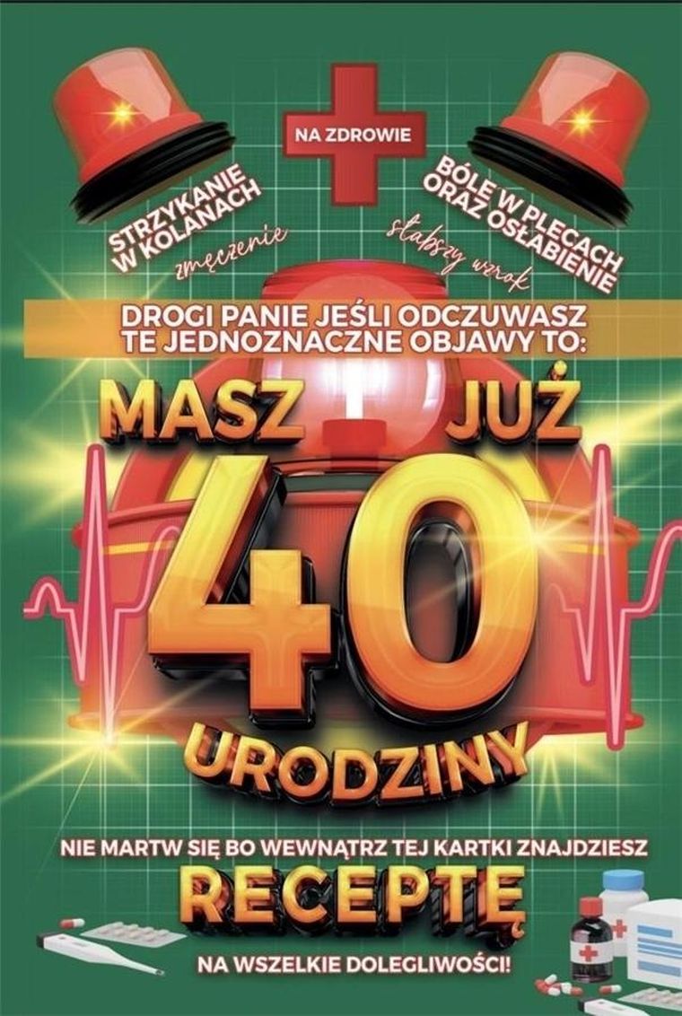 Yeku, karnet urodzinowy z receptą, 40