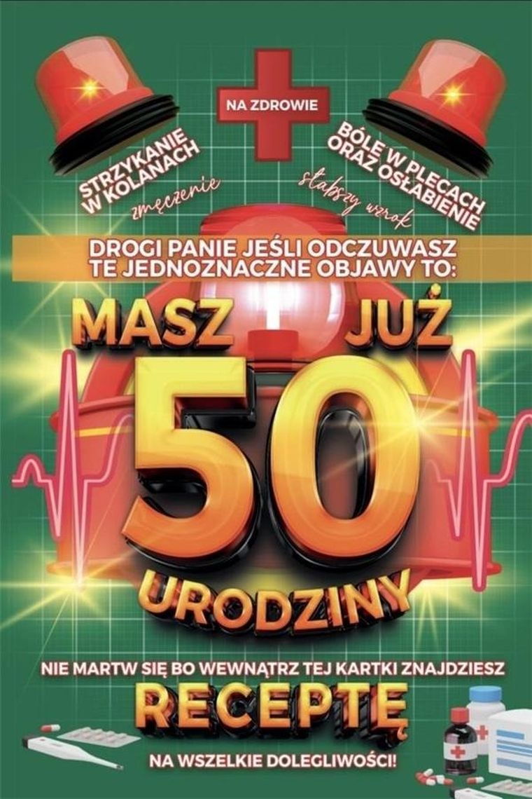 Yeku, karnet urodzinowy z receptą, 50