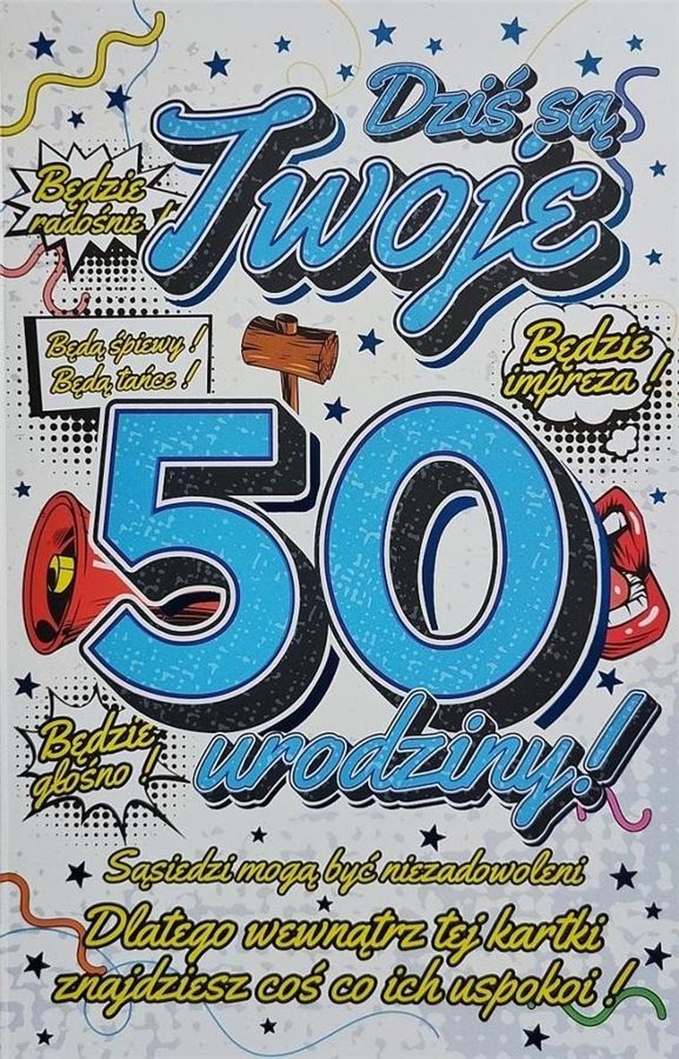 Yeku, karnet urodzinowy z zawieszką 50