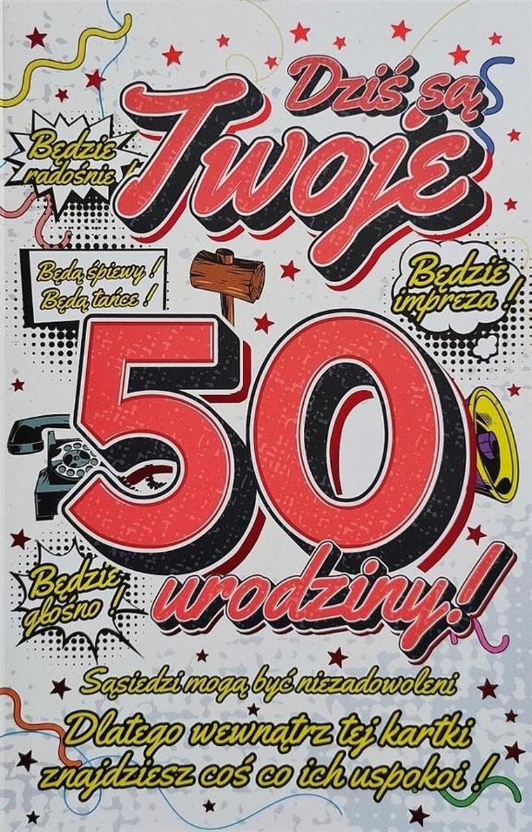 Yeku, karnet urodzinowy z zawieszką 50