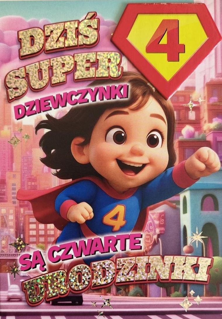 YEKU, karnet, Urodziny 4 dziewczynka, Superbohaterka