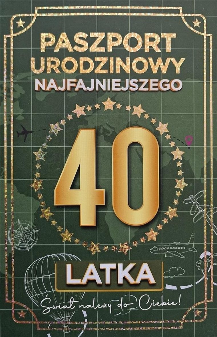 YEKU, karnet urodziny 40 Nowy paszport, męskie