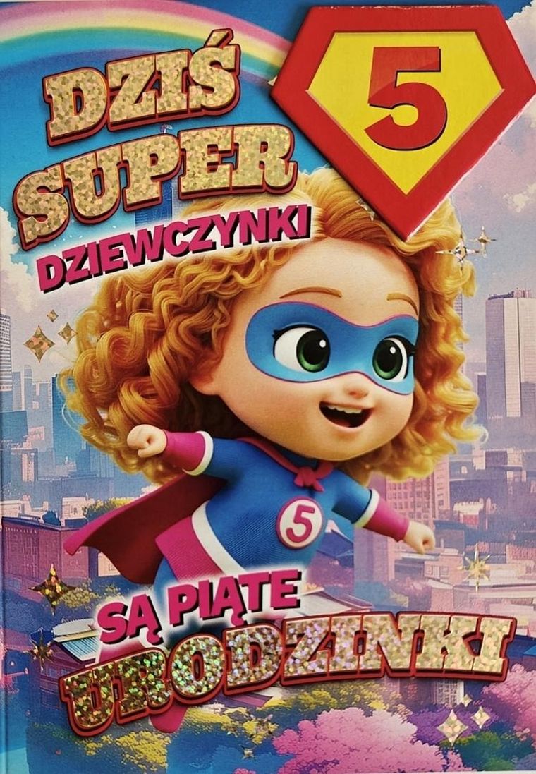 YEKU, karnet, Urodziny 5 dziewczynka, Superbohaterka