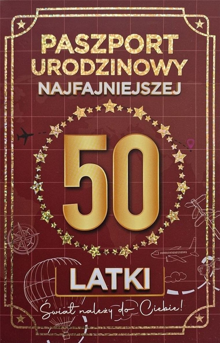 YEKU, karnet urodziny 50 Nowy paszport, damskie