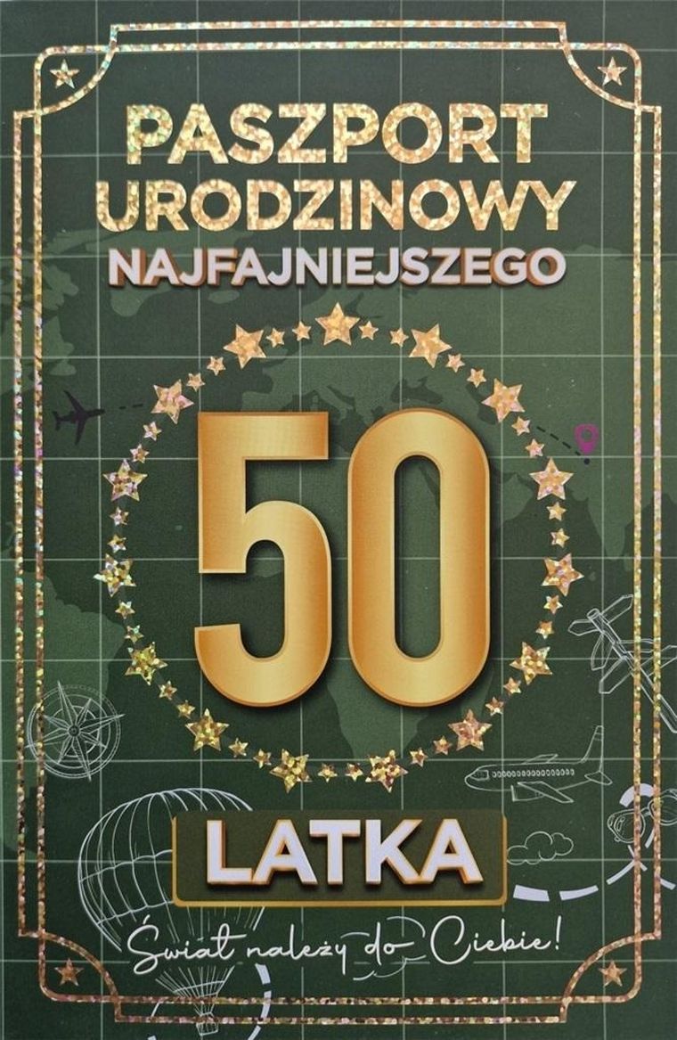 YEKU, karnet urodziny 50 Nowy paszport, męskie