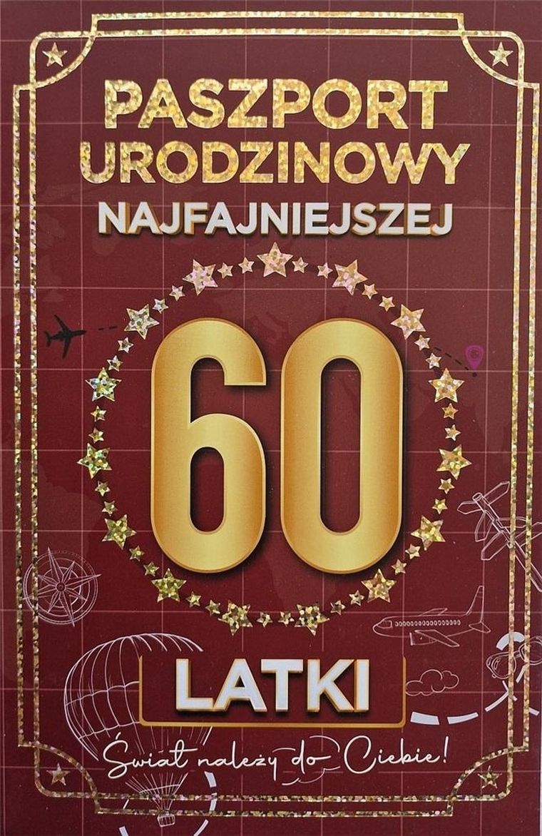 YEKU, karnet urodziny 60 Nowy paszport, damskie