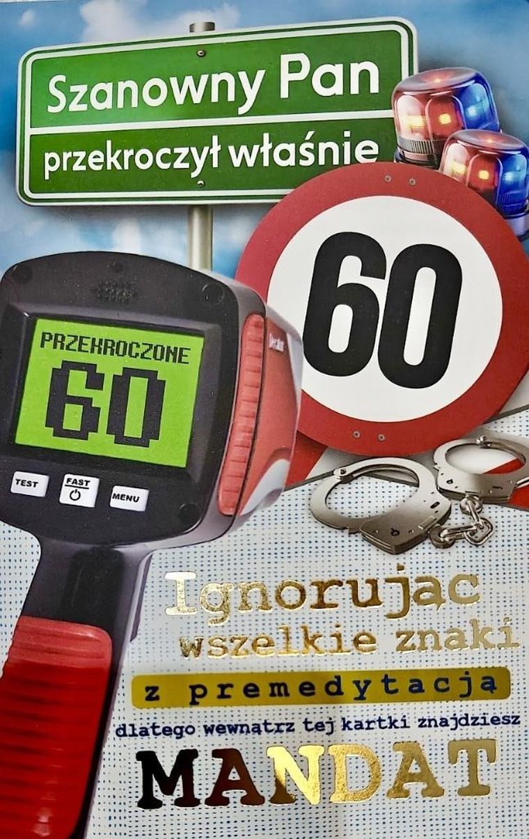 YEKU, karnet z mandatem 60 urodziny męskie
