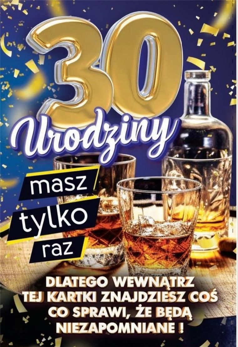 Yeku, karnet z nakładką na butelkę, 30 Urodziny