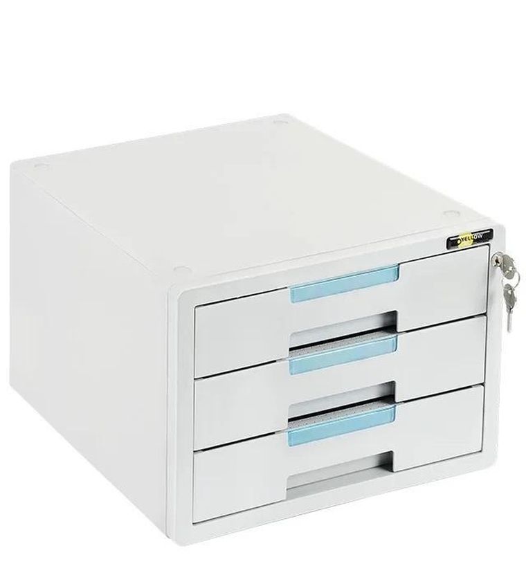 Yellow One, szafka na dokumenty, 3 szuflady, szara