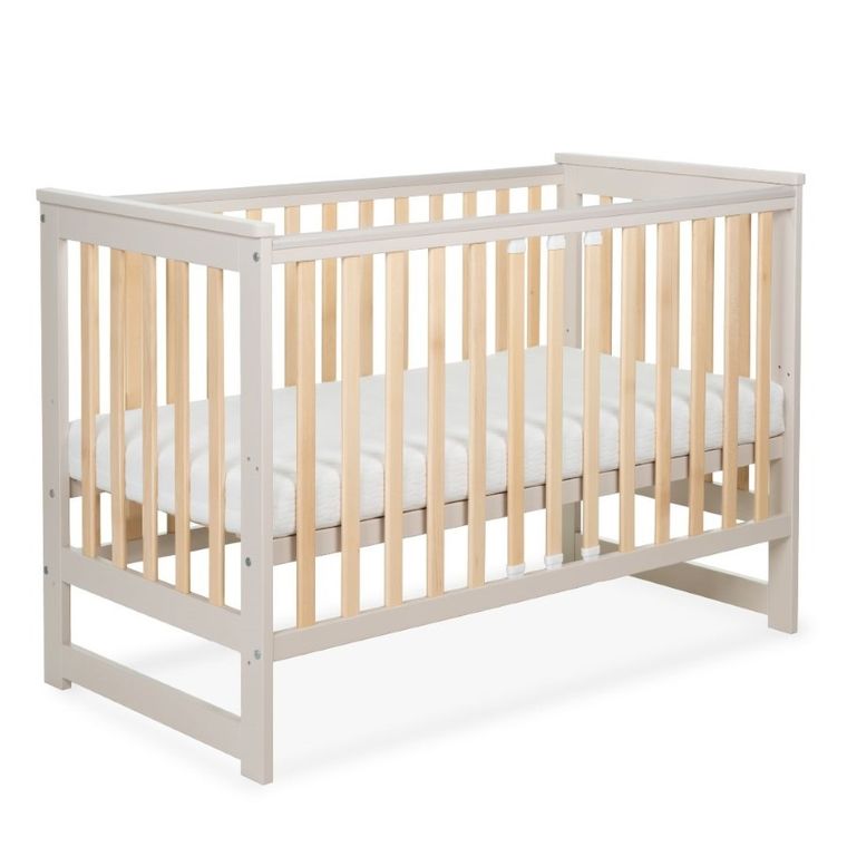 Yoonco, IWI, łóżeczko drewniane z barierką, beż/buk