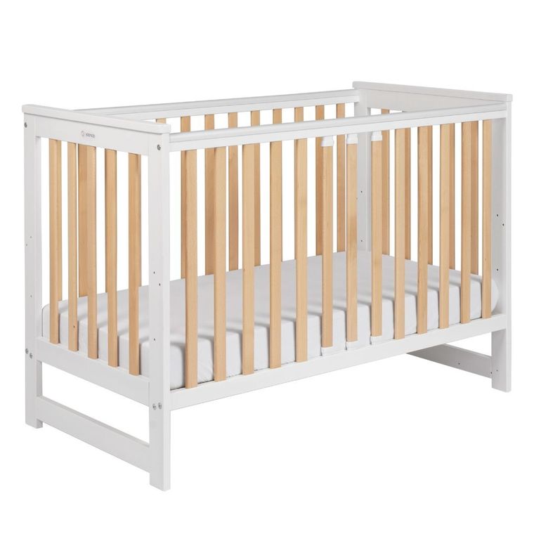 Yoonco, IWI, łóżeczko drewniane z barierką, białe/buk