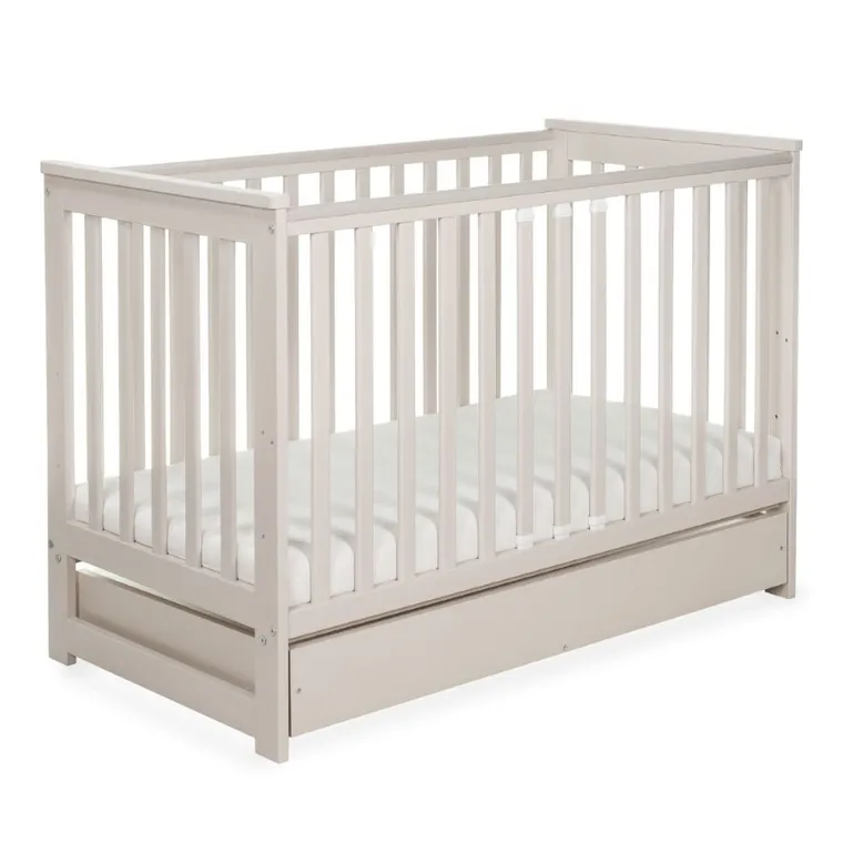 Yoonco, IWI, łóżeczko drewniane z szufladą i barierką, beż