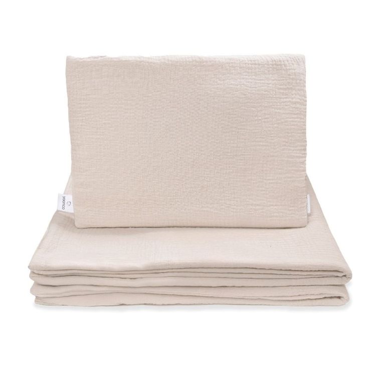 Yoonco, muślinowy komplet: poduszka + kołderka, beż