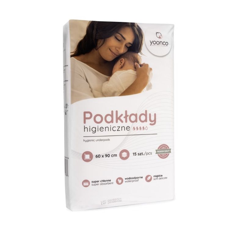 Yoonco, podkłady higieniczne, 60-90 cm, 15 szt.