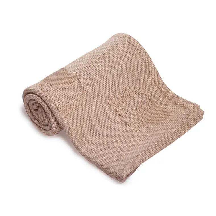 Yoonco, Ptaszki, kocyk bambusowy, beż, 90-90 cm